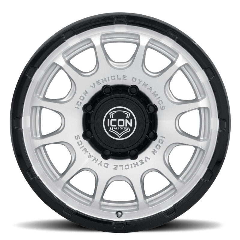 ICON Alloys Rancho 20x9 / 8x170 / 6mm / 5.25in BS Silver MACH w/ Gloss Black Lip Wheel