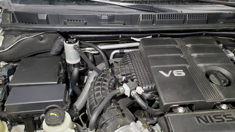J&L 2022-2026 Nissan Frontier 3.8L V6 Passenger Side Oil Separator 3.0 - Clear Anodized